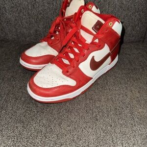 Nike WMNS Dunk High LXX 'CINNABAR Red and White Sneakers